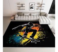 WHUOEUCO Tappeto Moderno Graffiti Di Un Ragazzo Sullo Skateboard 140x200cm Tappeti per Salotto Lavabile, Tappeto Pelo Corto Antiscivolo Morbido per Soggiorno Camera da Letto Casa Decorare