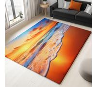 WHUOEUCO Tappeto per Soggiorno 120x180cm Paesaggio Della Spiaggia Al Tramonto Tappeti Salotto Pelo Corto Moderno, Tappeto Lavabile Antiscivolo Morbido per Camera, Cucina, Sala da Pranzo