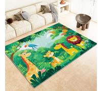 WHUOEUCO Tappeto per Soggiorno Cartone Animato Animale Della Giungla Uccello 80x150cm Tappeti Salotto Pelo Corto Moderno, Tappeto Lavabile Antiscivolo Morbido per Camera, Cucina, Sala da Pranzo