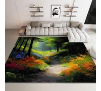 WHUOEUCO Tappeto per Soggiorno Sentiero Dei Fiori Selvatici Nel Bosco 120x180cm Tappeti Salotto Pelo Corto Moderno, Tappeto Lavabile Antiscivolo Morbido per Camera, Cucina, Sala da Pranzo