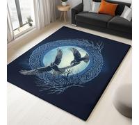 WHUOEUCO Tappeto Salotto 120x180cm Corvo Della Luna Lavabile in Lavatrice Tappeto Pelo Corto Moderno, Tappeti Antiscivolo per Soggiorno Camera Sala da Pranzo