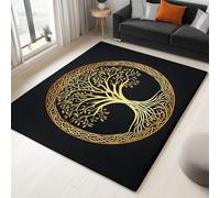 WHUOEUCO Tappeto Salotto 140x200cm Albero Della Vita Celtico Nero Morbido Tappeto Scendiletto Camera da Letto Tappeti Lavabili per Soggiorno Cameretta Bambino Ufficio