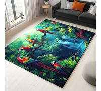 WHUOEUCO Tappeto Salotto 140x200cm Uccello Pappagallo Della Cascata Della Foresta Pluviale Morbido Tappeto Scendiletto Camera da Letto Tappeti Lavabili per Soggiorno Cameretta Bambino Ufficio