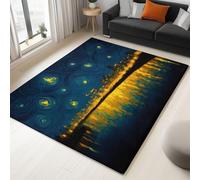 WHUOEUCO Tappeto Salotto 160x230cm Dipinto A Olio Con Skyline Della Città Di Notte Stellata Morbido Tappeto Scendiletto Camera da Letto Tappeti Lavabili per Soggiorno Cameretta Bambino Ufficio