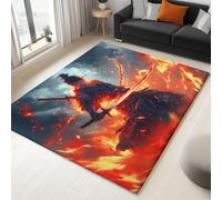 WHUOEUCO Tappeto Salotto 80x150cm Guerriero Della Fiamma Dei Cartoni Animati Morbido Tappeto Scendiletto Camera da Letto Tappeti Lavabili per Soggiorno Cameretta Bambino Ufficio