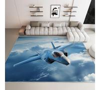 WHUOEUCO Tappeto Salotto Aereo Da Caccia Con Nuvole Nel Cielo 140x200cm Lavabile in Lavatrice Tappeto Pelo Corto Moderno, Tappeti Antiscivolo per Soggiorno Camera Sala da Pranzo