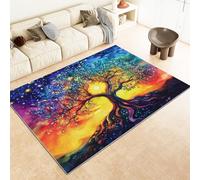 WHUOEUCO Tappeto Salotto Albero Della Vita Colorato 140x200cm Lavabile in Lavatrice Tappeto Pelo Corto Moderno, Tappeti Antiscivolo per Soggiorno Camera Sala da Pranzo