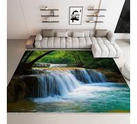 WHUOEUCO Tappeto Salotto Cascata Della Foresta Verde 140x200cm Morbido Tappeto Scendiletto Camera da Letto Tappeti Lavabili per Soggiorno Cameretta Bambino Ufficio