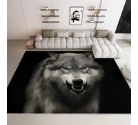 WHUOEUCO Tappeto Salotto Lupo Grigio Arrabbiato 180x240cm Morbido Tappeto Scendiletto Camera da Letto Tappeti Lavabili per Soggiorno Cameretta Bambino Ufficio