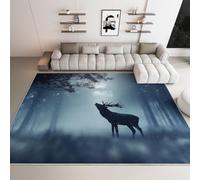 WHUOEUCO Tappeto Salotto Moderno Alce Animale Della Foresta 160x230cm Tappeti Pelo Corto Stampa 3D, Tappeto Grandi Morbido Antiscivolo per Soggiorno Camera da Letto Corridoio