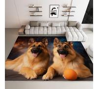 WHUOEUCO Tappeto Salotto Pastore Tedesco Animale 60x120cm Lavabile in Lavatrice Tappeto Pelo Corto Moderno, Tappeti Antiscivolo per Soggiorno Camera Sala da Pranzo