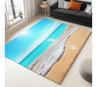 WHUOEUCO Tappeto Soggiorno 160x230cm Paesaggio Della Spiaggia Dell'Oceano Tappeti Camera da Letto Lavabile, Tappeto Salotto Antiscivolo Grandi, Tappeti Pelo Corto con Stampa 3D