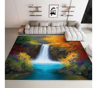 WHUOEUCO Tappeto Soggiorno Paesaggio Della Cascata Nella Foresta 120x180cm Tappeti Camera da Letto Lavabile, Tappeto Salotto Antiscivolo Grandi, Tappeti Pelo Corto con Stampa 3D