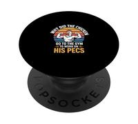 Why Did The Chicken Go To The Gym To Work His Pecs -- PopSockets PopGrip Adesivo