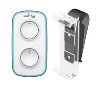 WHY EVO MINI Telecomando rolling code multifrequenza da 280 a 868 mhz con Visor Clip, apricancello autoapprendente programmabile, radiocomando ad ampio raggio con 4 pulsanti, azzurro pure emerald