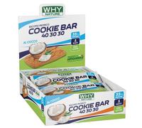 WHY NATURE COOKIE BAR 40 30 30 - Barrette Proteiche - Biscotto Proteico Senza Glutine - Snack Proteici - Gusto Cocco - Box da 15 Pezzi - 21 gr