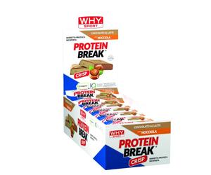 WHY SPORT PROTEIN BREAK - Barrette Proteiche con Vitamina C - Vitamina B6 - Creatina e Glutammina - Snack Proteici - Gusto Cioccolato al Latte e Nocciola - 30 gr - 30 Pezzi