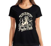 Why Take The High Road Psycho Path Pinup - Maglietta da donna | Occhiali da sole Rockabilly anni '50 Martini Cocktail Sarcasmo umorismo Oldtimer Ironie Frase Donna Idea Regalo