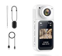Whychstore Action Camera 4K, con display IPS HD da 1,44", supporto magnetico e POV vivavoce per vlogging, 65 x 25 x 25 mm, colore: bianco