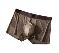 Whychstore Boxer da uomo in seta di ghiaccio, ultra sottili, lucidi e con tasca a U, biancheria intima stampata traspirante L-4XL