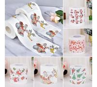 Whychstore Carta igienica creativa per il bagno, Babbo Natale, Pasta di legno, 480 fogli, Un velo, Bianca, Senza profumo, Rotolo con fogli