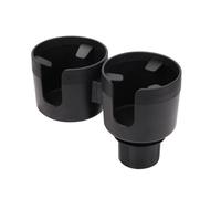 Whychstore Espansore per portabicchieri da auto, doppio adattatore con base regolabile per bottiglie grandi, in ABS nero, misura universale