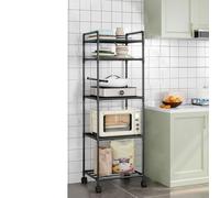 Whychstore Facile da montare a pavimento, soluzione salvaspazio per il bagno o la zona giorno (5 strati di nero)