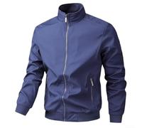 Whychstore Giacca a vento da uomo, impermeabile, leggera, con colletto alla coreana e 2 tasche, per escursioni all'aperto, dalla L alla 4XL