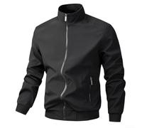 Whychstore Giacca a vento da uomo, impermeabile, leggera, con colletto alla coreana e 2 tasche, per escursioni all'aperto, dalla L alla 4XL