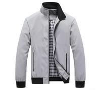 Whychstore Giacca a vento da uomo, impermeabile, leggera, con colletto alla coreana e 2 tasche, per escursioni all'aperto, dalla L alla 4XL
