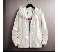 Whychstore Giacca a vento da uomo, leggera, traspirante, per camminata, ultra sottile, estivo, con colletto rialzato, vestibilità regolare, colore nero