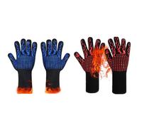 Whychstore Guanti da barbecue resistenti al calore, impugnatura in silicone ignifugo a 800 °C, per cucinare in modo sicuro, per grigliare e cuocere al forno, lunghezza 32 cm, per cucina all'aperto e