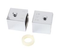 Whychstore Manopola quadrata per controllo della temperatura della doccia, maniglia termostatica cromata per miscelatore da bagno SMA, 1 coppia con vite senza testa e tappo terminale