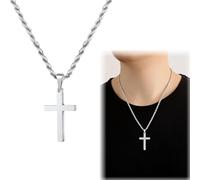 WHYCNJL 1 Pezzo Croce Collana Uomini Collana d'argento con Catena Ciondolo Croce Cristianesimo Gioielli Omini