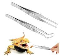 WHYCNJL 2 Pezzi 30cm Pinze per l'alimentazione dei Rettili, Extra Lunghe, in Acciaio Inox, con Punta in Gomma, Pinzette Dritte e Curve, Strumento per Terrario