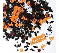 WHYCNJL 45g Decorazione tavolo per Halloween, Decorazione da Tavolo, Decorazione per Halloween, Coriandoli con Happy Halloween, Ragnatele, Zucca, Pipipistrelli, Stelle Colorate, Fantasma