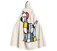WHYJIC Mondrian astrattismo piccolo animale Immagine Halloween adulto mantello con cappuccio per varie feste e carnevale
