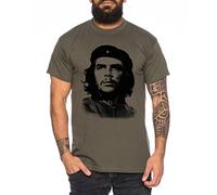 WhyKiki Che T-Shirt da Uomo Cuba Rivoluzione Guevara Che Guevara Maglietta da Uomo Cuba Comandante, Farbe2:Khaki;Größe2:XXL