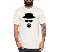 WhyKiki Heisenberg Maglietta da Uomo Hermanos Bad Mr White Breaking, Farbe2:Natur;Größe2:S