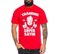 WhyKiki Training to Go Super Saiyan Maglietta da Uomo One Goku Dragon Master Son Ball Vegeta Turtle Roshi Piece Golds Db, Farbe2:Rot;Größe2:M