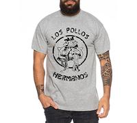 WhyKiki Used Look Los Pollos Heisenberg Maglietta da Uomo Hermanos Bad Mr White Breaking, Farbe2:Dunkelgrau Meliert;Größe2:S