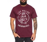 WhyKiki Used Look Los Pollos Heisenberg Maglietta da Uomo Hermanos Bad Mr White Breaking, Farbe2:Weinrot;Größe2:S