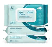 WhyWorry Carta Igienica Umidificata con Camomilla, Tessuto Gettabile nel WC, Salviette Umidificate per la Pulizia Intima, Prive di Plastica, Biodegradabile, 20 x 25 cm, Senza Profumo, 144 Salviette