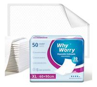 WhyWorry Traverse Letto Anziani 60 x 90 cm, Traverse Salvaletto per Incontinenza Donna e Uomo, Traversa Assorbenti Monouso Salva Materasso, Impermeabile e Antiodore, 200 Pezzi (4 Confezioni da 50)