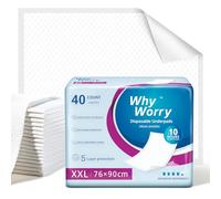 WhyWorry Traverse Letto Anziani 76 x 90 cm, Traverse Salvaletto per Incontinenza Donna e Uomo, Traversa Assorbenti Monouso Salva Materasso, Impermeabile e Antiodore, 40 Pezzi