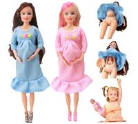 Whyzsjnclg 2 Pezzi Bambola Incinta 11.5 Sicuro ABS Giocattolo per Madre Incinta con Bambola Moda Creativa con Giunto Mobile per Bambini, con Bambino nella Pancia