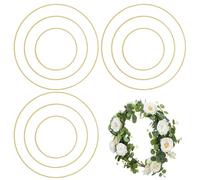 Whyzsjnclg Anelli Macrame, Anelli di Metallo per mestiere, 9pcs 8/10/12 Pollici di Cerchio Floreale, Catcher da Sogno Appeso a Parete, Cerchi Macrame Fai -da -Te per Decorazione con Ghirlanda Oro