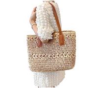 Whyzsjnclg Borsa per donne in spiaggia di paglia per donne, grandi borse per spalle per spalla di cannuccia intrecciate per le vacanze di viaggio, beige