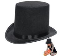 Whyzsjnclg Cappello Top Black, Cappello Top Kids 4 Mago di stoffa in feltro nero alto divertente per il costume da mago per Halloween, spettacolo, cosplay