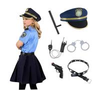 Whyzsjnclg Costume da poliziotto per ragazze, Costume da poliziotto per bambini per ragazze Set gonna uniforme Uniforme da con accessorio giocattolo Vestito cosplay Dress Up M, Bambini